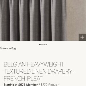 Beautiful Restoration Hardware heavy Belgian linen lined drapery.
